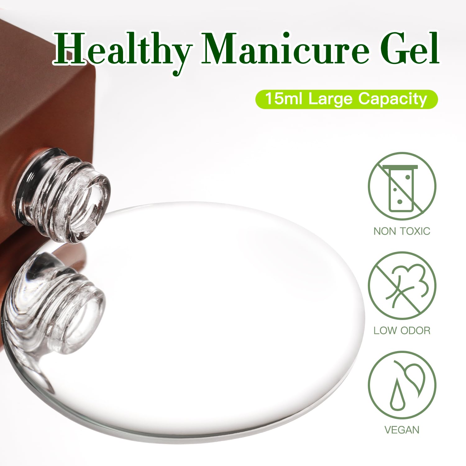 Double Rhythm 15ML No Wipe Gel Top Coat Base Coat Iridescent Glitter Shimmer 2 in 1 Nail Polish Soak Off Manicure DIY Home Salon (Matte Top Coat)-BrightBean Baby