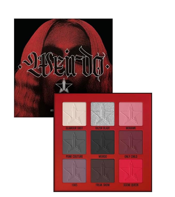 Jeffree Star Cosmetics Weirdo Mini Palette + Mini Controversy & Black Jeffree Star Approved Mascara Bundle of 3, Red-BrightBean Baby