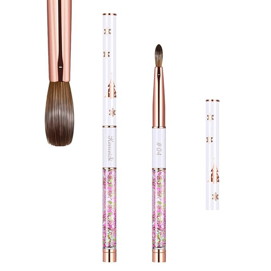 Acrylic Nail Brush Size 4,KEMEISI 100% Pure Kolinsky Nail Art Brushes Sturdy Handle Oval Shaped Acrylic Powder Nail Design Tools for Professional Manicure DIY Home Salon (White)-BrightBean Baby