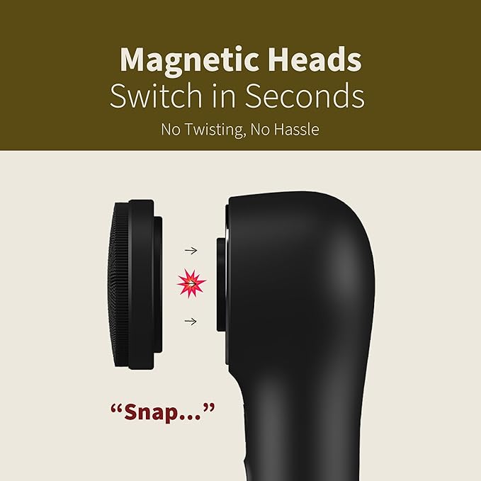 Premium Facial Cleansing Brush,Waterproof Face Scrubber,Spin & Sonic Modes with 3 Intensities,Magnetic 3-Head System for Deep Pore Cleaning, Gentle Exfoliation & Sensitive Skin Care - for Women & Men-BrightBean Baby