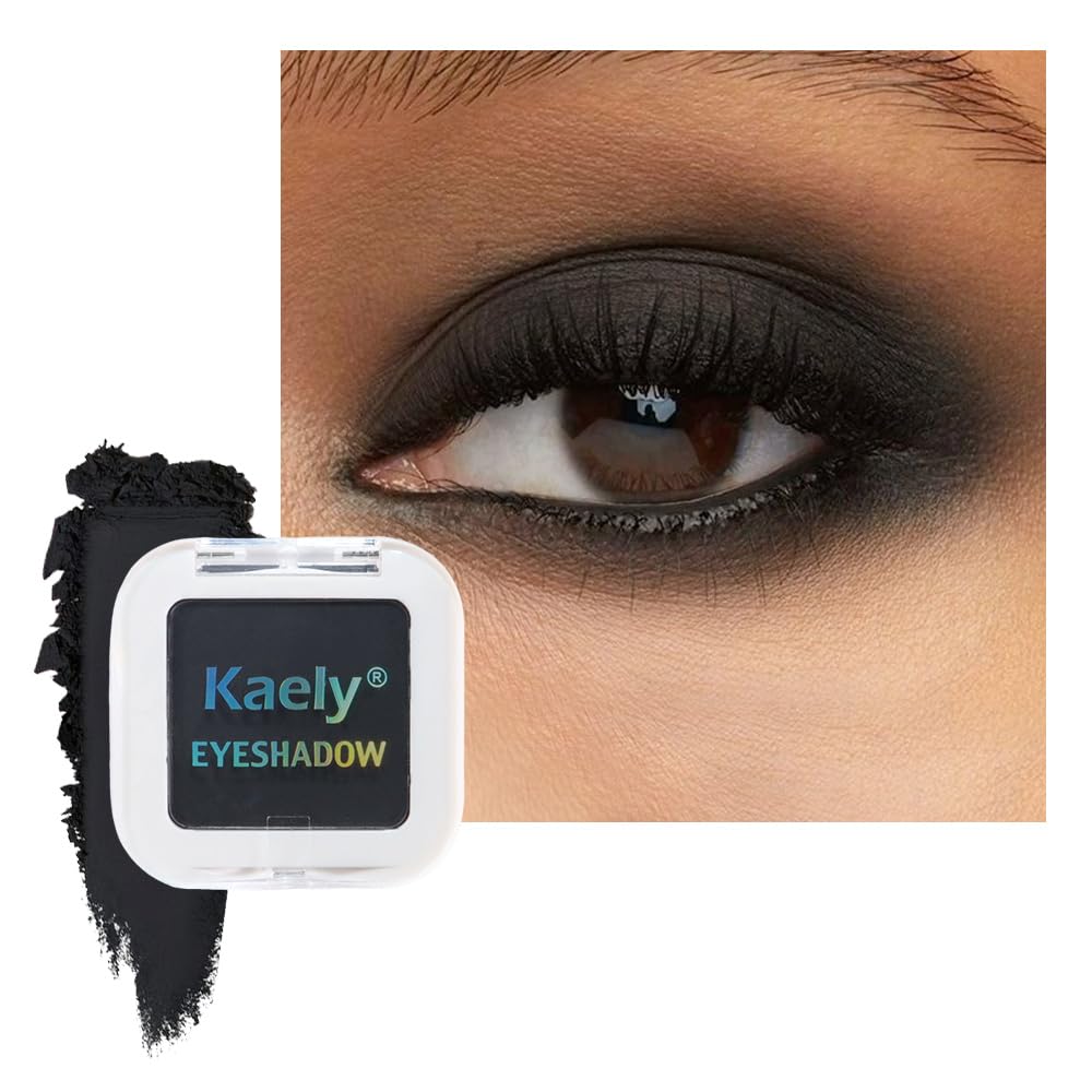 Kaely Pressed Single Eyeshadow Makeup, Black Matte Highly Pigmented Monochrome Eye Shadow Palette, Waterproof Neutral Powder Mini Eyeshadow, sombras para ojos, Lightweight Blendable, 07-BrightBean Baby