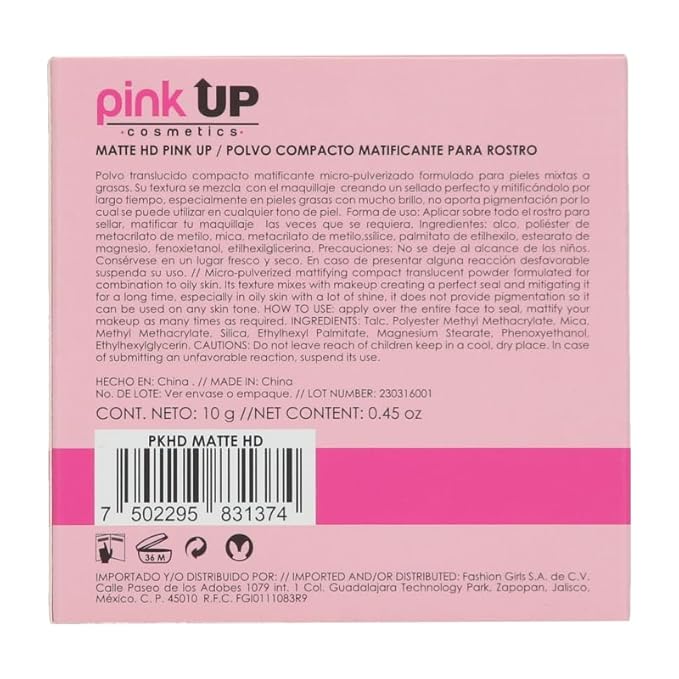 Matte HD Compact Powder Mattifying| Make up| Setting Powder| Pressed Powder | Face Make Up| For Combination Skin|Controls shine on facial skin| Model PKHD-BrightBean Baby