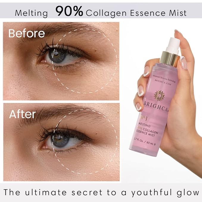 Melting 90% Collagen Essence Mist (2.7 Fl Oz) | Anti Aging, Renew Skin Cells and Protect Skin Barrier with 90% Marine Collagen and TriAqua Mender™-BrightBean Baby