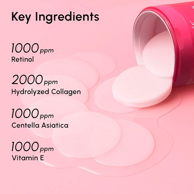 MAREE Collagen Toner Polishes - Toner Pads with Retinol - Minimizing Wrinkle Zero Pore Pads - Hydrating Toning Collagen Ampoule Pad with Retinol & Centella - Anti Aging Brightening Wipes-BrightBean Baby