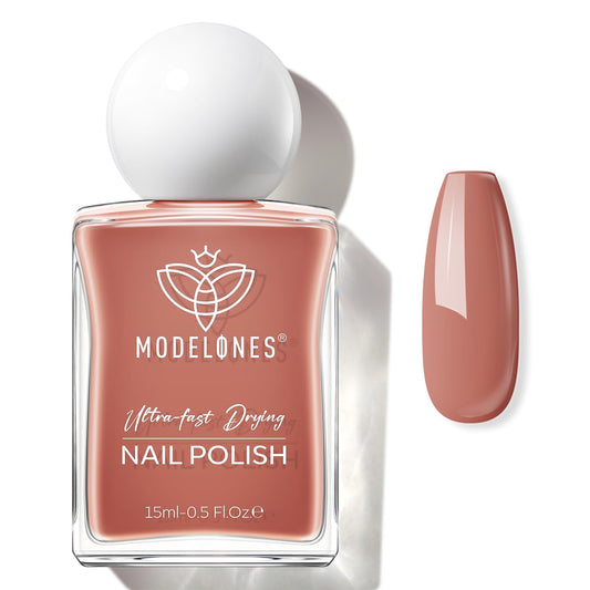 modelones Brown Nail Polish, Neutral Dark Nude 15 ml Quick Dry Nail Lacquer Strengthener Chip Resistant Long Last Shine Fingernail Toe Nail Art DIY Home Travel Manicure Gift for Women Girls 0.5 Fl Oz-BrightBean Baby