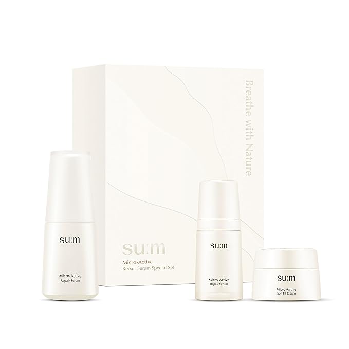 SU:M Micro-Active Repair Serum Set (3-piece set) - Hydrating and Calming Korean Skincare Serum for Sensitive and Acne-Prone Skin, Reduces Pores and Enhances skin tone-BrightBean Baby