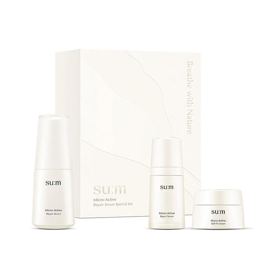 SU:M Micro-Active Repair Serum Set (3-piece set) - Hydrating and Calming Korean Skincare Serum for Sensitive and Acne-Prone Skin, Reduces Pores and Enhances skin tone-BrightBean Baby