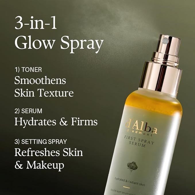 [2 Bottles] d'Alba Italian White Truffle First Spray Serum, Vegan Skin Care, Hydrating Face Moisturizer, Glow Serum for Radiant Skin, Non Comedogenic, All In One Mist (6.76 oz.)-BrightBean Baby