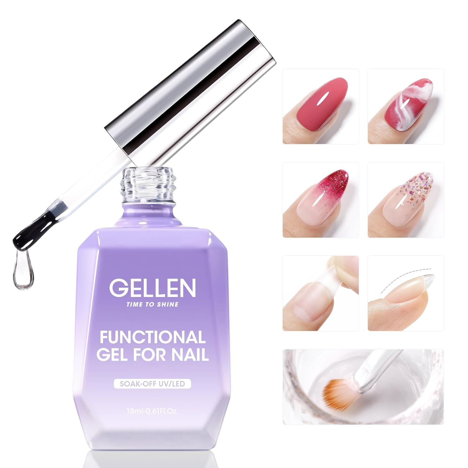 Gellen 7 in 1 Multifunctional Blending Gel in a Bottle - Blooming Gel, Nail Glue, Nail Strengthener, Home Salon DIY Manicure for Women Girls-BrightBean Baby
