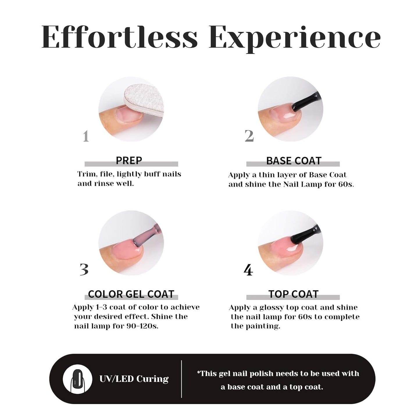 Glitter Black Gel Polish,Sparkle Shimmer Black Glitter Gel Nail Polish,15ml Soak Off UV Gel Polish for DIY Manicure, Gifts for Women Grils - GP0065-BrightBean Baby