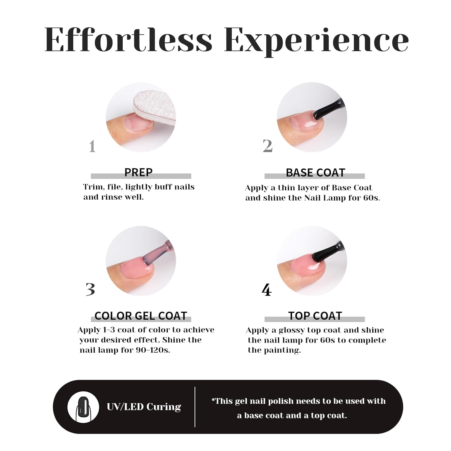 Glitter Black Gel Polish,Sparkle Shimmer Black Glitter Gel Nail Polish,15ml Soak Off UV Gel Polish for DIY Manicure, Gifts for Women Grils - GP0065-BrightBean Baby