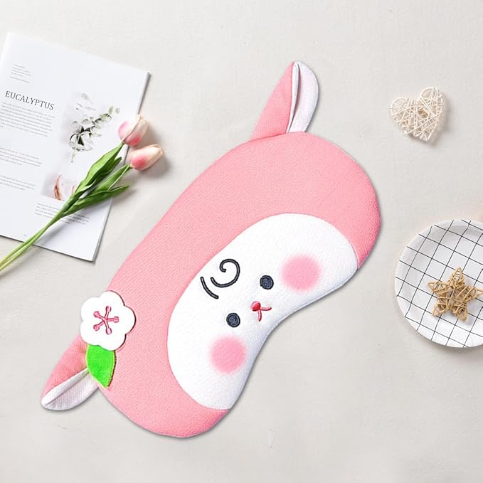 PERFECTSIGHT Sheep Sleep Eye Masks, Cute Plush Sleep Eye Cover Lightweight Adjustable Eyeshade Faux Fur Mask Cover for Women Men Sleep Travel Nap (Pink Sheep)-BrightBean Baby