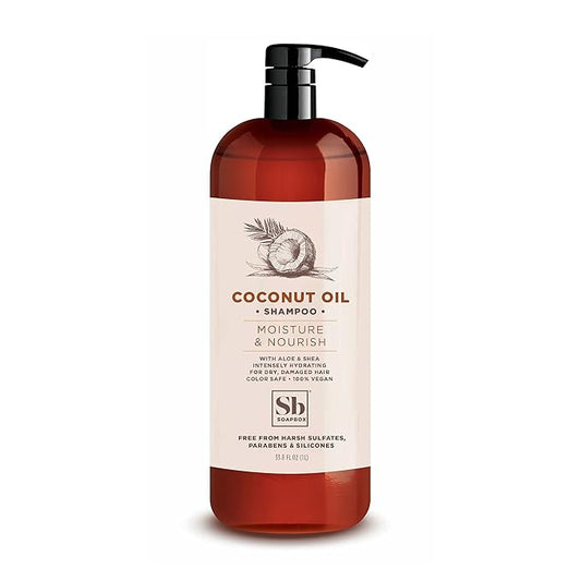 Soapbox Coconut Oil Shampoo, Harsh Sulfate Free, Paraben Free, Silicone Free, Color Safe, and Vegan Hair Shampoo (33.8 Ounces)-BrightBean Baby
