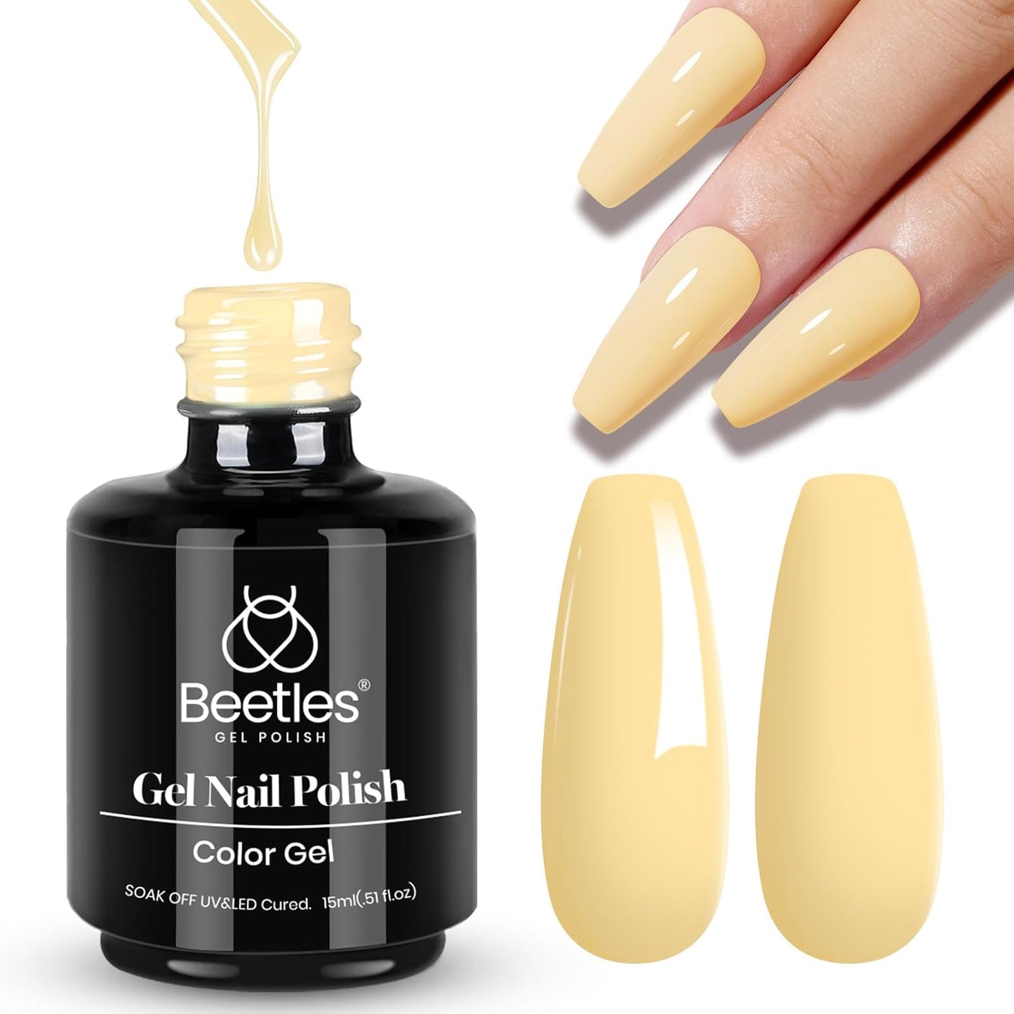 Beetles Pastel Gel Nail Polish 15ml Yellow Nail Polish Lemon Chiffon Cream Soak Off Uv Led Nail Lamp Nail Art Manicure Salon Diy Home Gel Colors Summer-BrightBean Baby