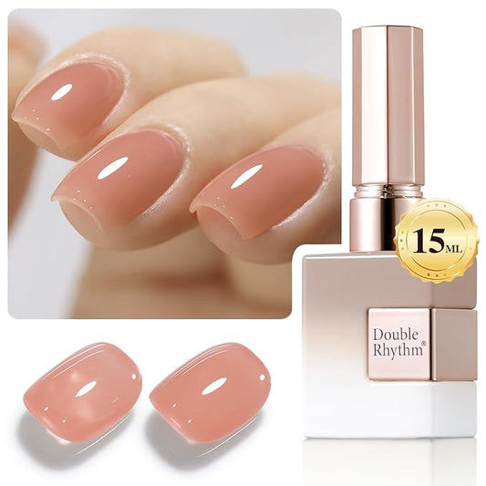Double Rhythm 0.50 OZ Translucent Gel Polish Same Color Same Bottle Sheer Pastel Neutral Natural Milky 15 ML Jelly UV Nail Art DIY at Home (Light Orange Pink-A1497)-BrightBean Baby
