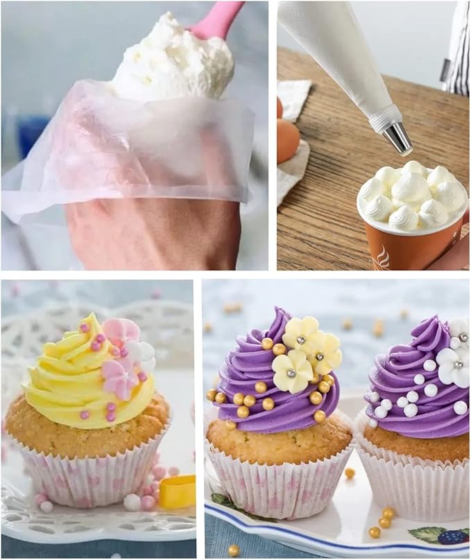 16 Inch Disposable Icing Bags, 200 Pcs Disposable Piping Bags, Disposable Large Pastry Bags for Cupcake, Cake Disposable Decorating Bags for Frosting