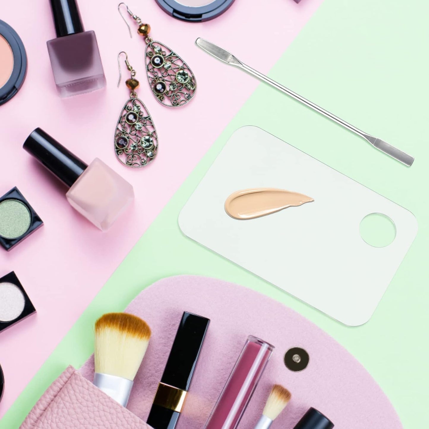 G2PLUS 2PCS Acrylic Cosmetic Palette with 2PCS Spatula,Makeup Palette Mixing Tray Apply for Eye Shadow Nail Art Pigment Blending (Rectangle)-BrightBean Baby