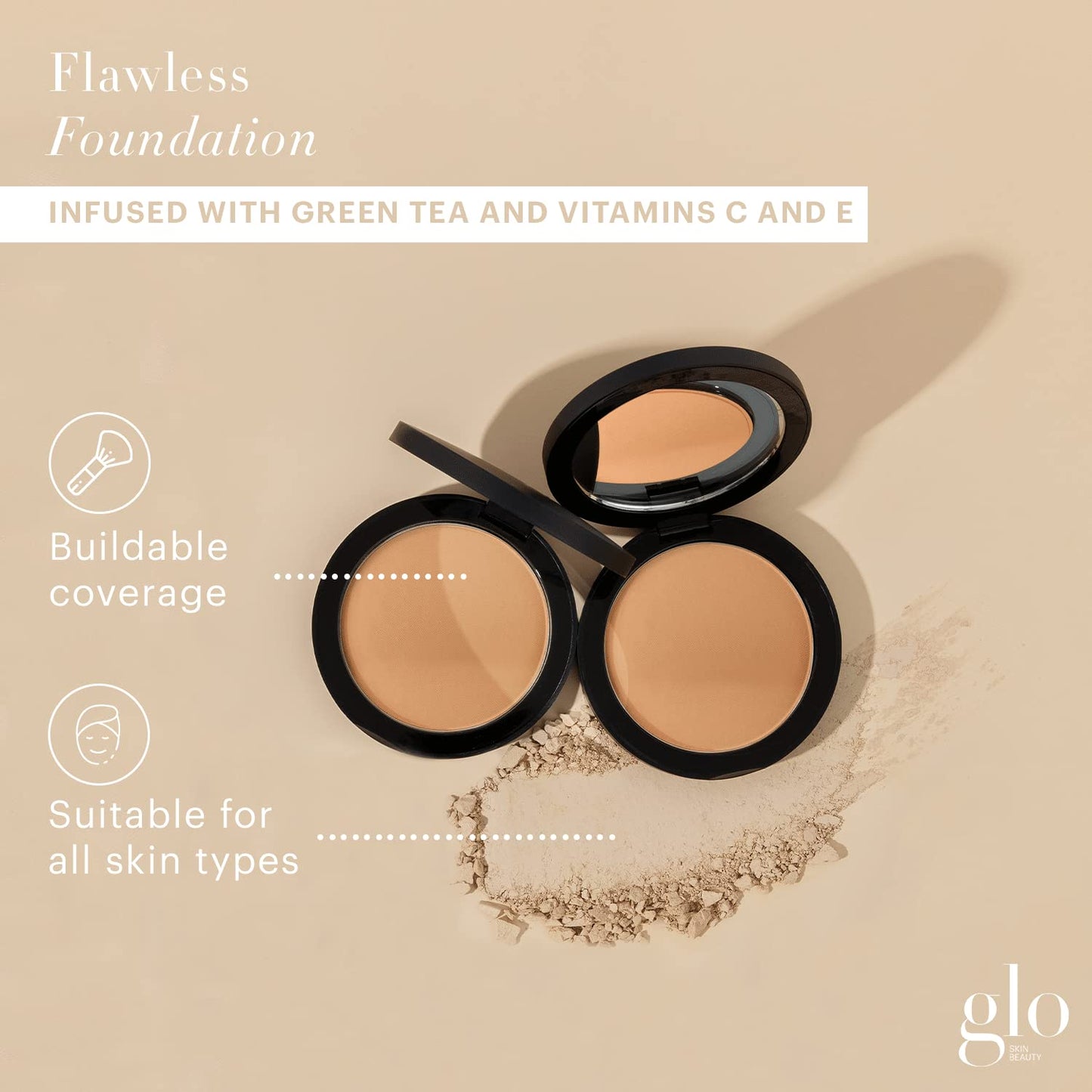 Glo Skin Beauty Pressed Base Powder Foundation Makeup (Tawny Light) - Flawless Coverage for a Radiant Natural, Second-Skin Finish-BrightBean Baby