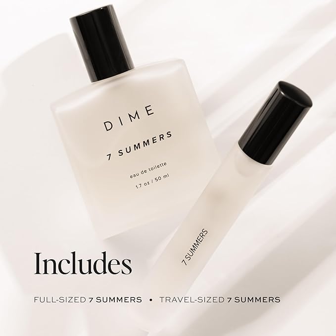 Dime Beauty 7 Summers Perfume Set ($87 Value) - Includes 50 ml + Travel Size 10 ml, Sweet Floral Scent, Clean Fragrance Eau de Toilette for Women, Hypoallergenic-BrightBean Baby
