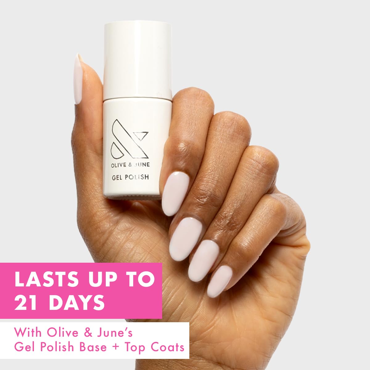 Olive & June Gel Polish | UV LED Nail Lamp Needed | Long Lasting Formula | Up to 21 Days of Wear | Damage-Free Removal | Salon-Quality Manicure at Home | Icing is the Best Part | White Sheer-BrightBean Baby