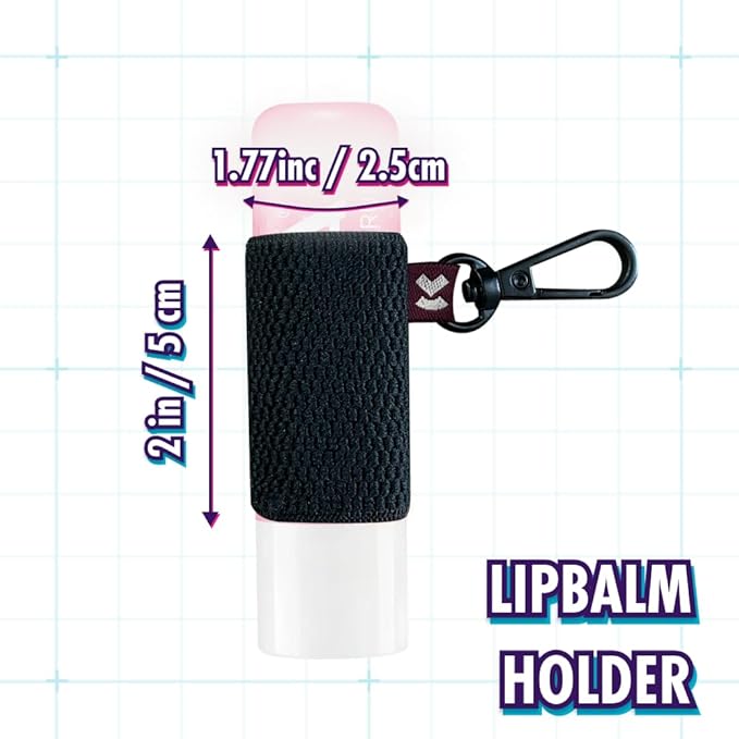 LipBalm Holder with Keychain, Lipstick Holder Keychain, Lip Gloss Holder Keychain, Never Lose Your Lip Balm, Lip Gloss or Lipstick with Cute Elastic Lip Balm Keychain Holder (Black)-BrightBean Baby