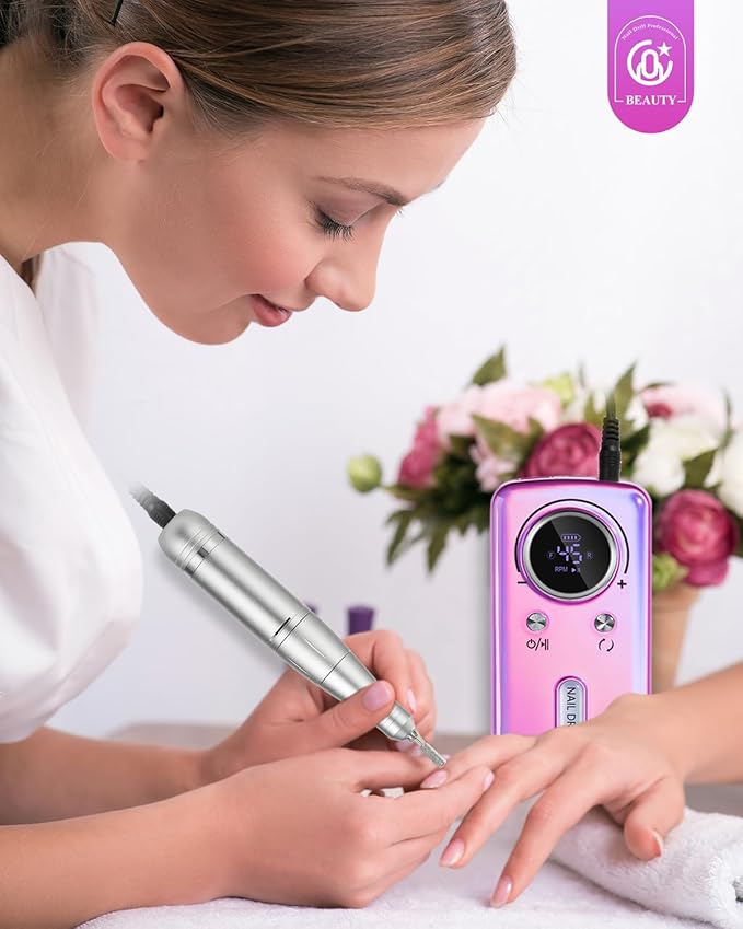 CozyZen Cordless Nail Drill Professional: 45000 RPM Rechargeable Electric Nail File Kit, Portable & Low Noise for Acrylic, Gel Nails, Manicure & Pedicure - Salon & Home Use-BrightBean Baby