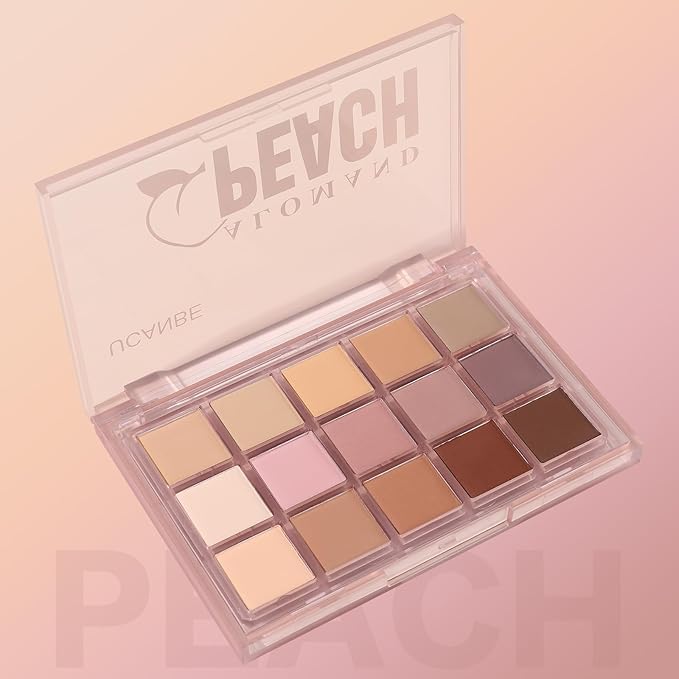 UCANBE Neutral Matte Eyeshadow Palette, 15 Colors Nude Taupe Rose Brown Eye Makeup Pallet, Natural Warm Tone High Pigmented Blendable & Buildable Sombras De Ojos Gift Kit-BrightBean Baby