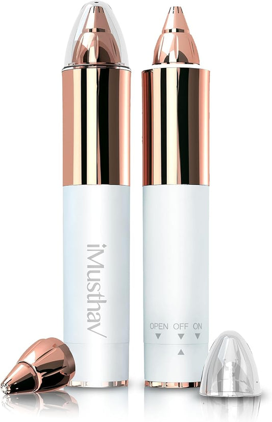 Portable Eyebrow Hair Remover for Women – Painless, Fast & Precise Flawless Electric Razor & Epilator for Eyebrow, Nose, Ear Hair Removal – 18K Gold-Plated, 360° LED Light-BrightBean Baby