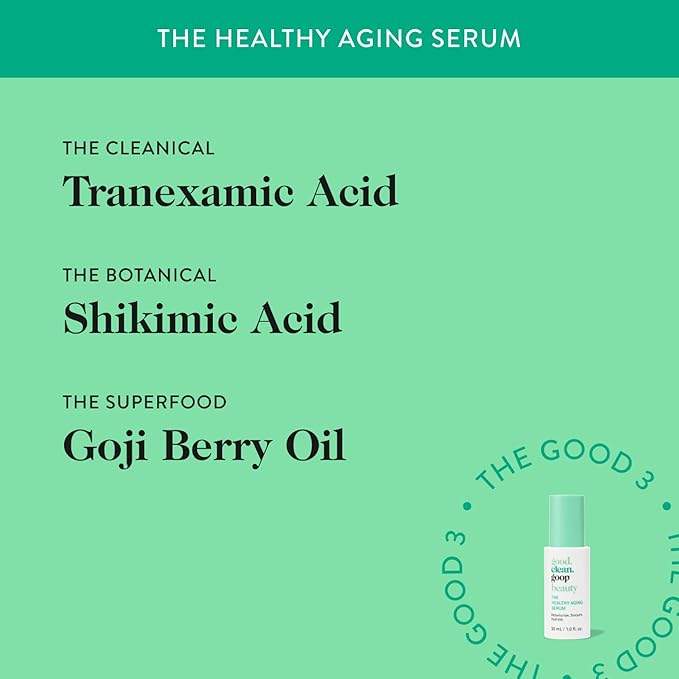 good.clean.goop beauty The Healthy Aging Serum | Facial Serum with Tranexamic Acid, Shikimic Acid & Goji Berry Oil | Serum to Help Smooth Wrinkles and Fine Lines | Anti-Aging Serum | Vegan | 1 Fl oz-BrightBean Baby