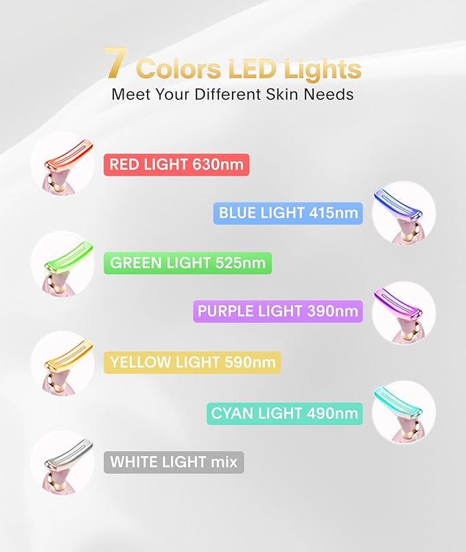 Light Based Face-Neck-Massager - 7 Color Portable Facial Massager for Skin Care, Glossy Pink-BrightBean Baby