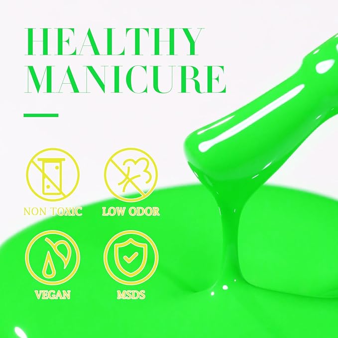 Double Rhythm Translucent Gel Polish Sheer Neutral Natural Light Milky Same Color Same Bottle 15ML Jelly UV Nail Polish Nail Art DIY at Home (Neon Glow Green-A1421)-BrightBean Baby