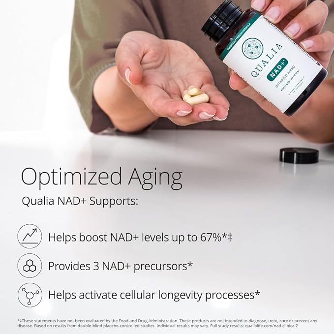 Qualia NAD Supplement — Clinically Proven to Boost NAD+ up to 67%. Optimized Aging, Energy, Focus. Elite NAD+ Ingredients: Nicotinamide Riboside (NIAGEN,) Niacin, Niacinamide (2 Month Supply)-BrightBean Baby