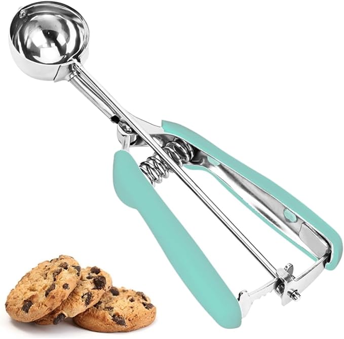 Cookie Scoop, Ice Cream Scoop, 1.5 Tbsp/ 23ml/ 0.7 oz Cookie Scoops for Baking, 18/8 Stainless Steel Cookie Scooper for Baking, Cookie Dough Scoop, Ice Cream Scooper with Trigger Release (Mint)