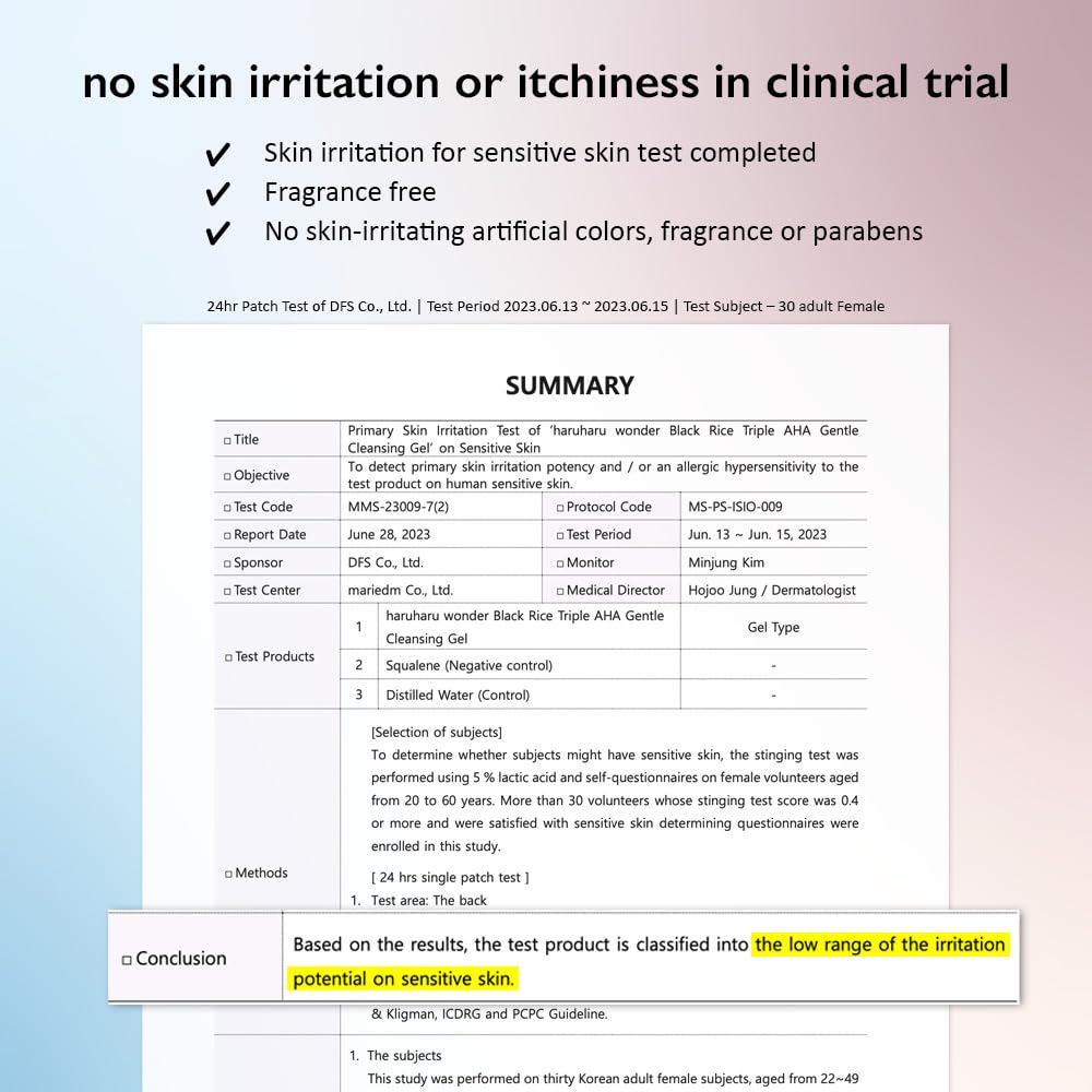 HARUHARU wonder Black Rice Triple AHA Gentle Cleansing Gel 3.38 fl oz, Hydrating Cleansing gel, Gentle exfoliating, Vegan, Travel essentials, Korean Skincare-BrightBean Baby