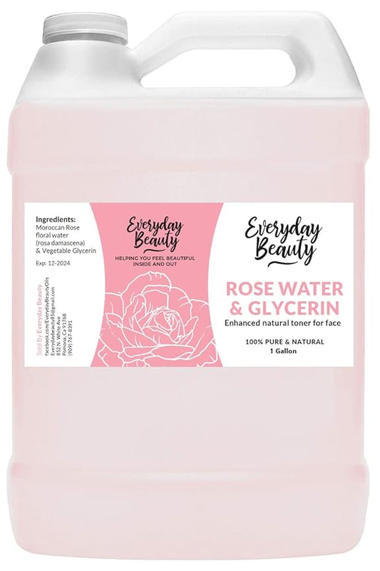 Rose Water & Glycerin Enhanced Facial Toner - 1 Gallon Bulk Alcohol-Free Vegan All Natural Refreshing for Face and Hair - Uplifts, Calming & Soothing for All Skin Types-BrightBean Baby
