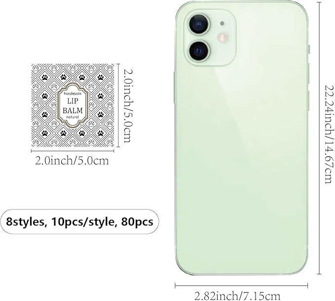 CRASPIRE 80Pcs 8 Styles Lip Balm Sticker Vintage Pattern Self-Adhesive Homemade Lip Balm Labels Vintage Square DIY Label Stickers for Lip Balm Containers Cosmetics Lipsticks-BrightBean Baby