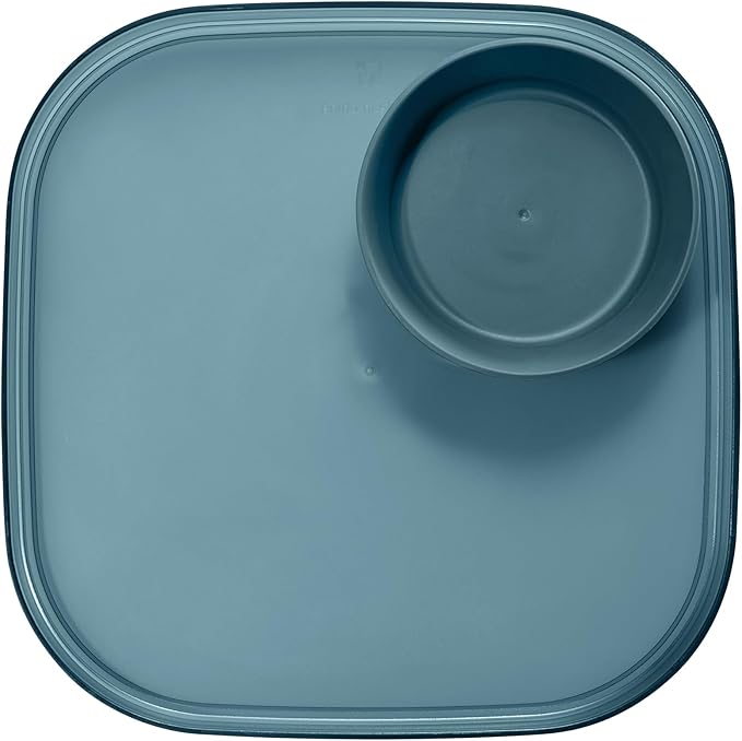 Madesmart Dipware Reusable Dining Plate/Serving Tray for Appetizers and Snacks, Food-Safe Appetizer Serving Platter with Removable Dip Bowl, Midnight