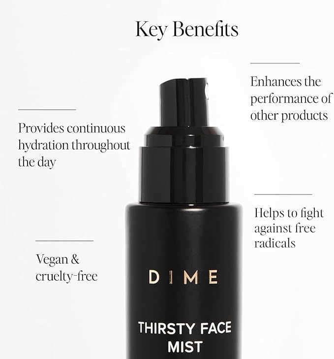 Dime Beauty Thirsty Face Mist with Electrolytes, Meadowfoam, and Sea Buckthorn, Hydrating Facial Spray, 2 oz / 60 ml-BrightBean Baby