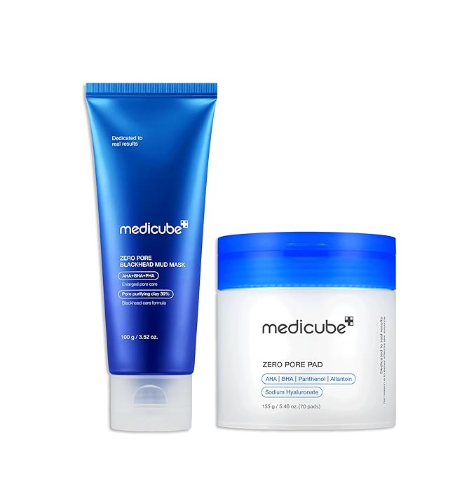 Medicube All-in-One Duo for Pore and Skin Texture Care: Zero Pore Pads 2.0 and Zero Pore Blackhead Mud Facial Mask-BrightBean Baby