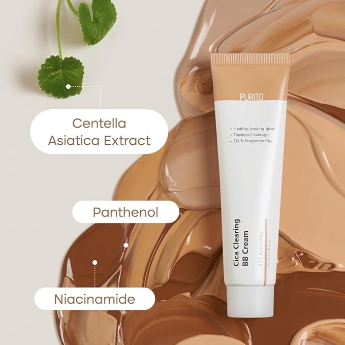 PURITO Cica Clearing BB Cream #13 Neutral Ivory 1 fl.oz / 30ml, Vegan bb cream, foundation, cruelty free-BrightBean Baby