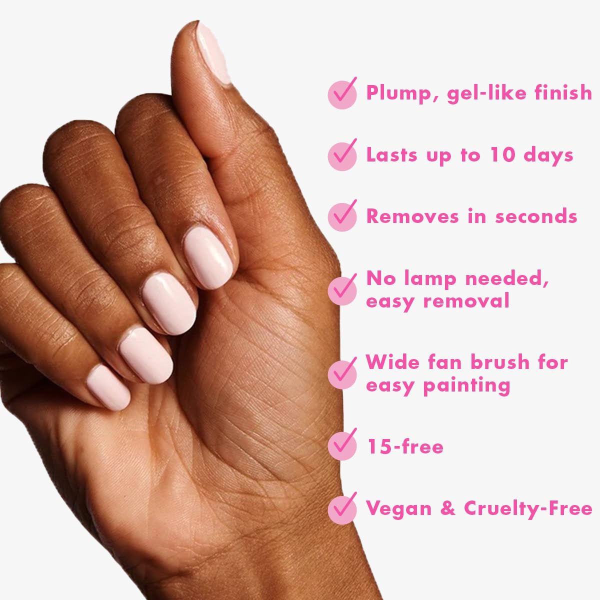 Olive & June Long Lasting Nail Polish | Plump Gel-Like Finish No Lamp Needed | Lasts up to 10 days | Salon-Quality Color at Home | 15-Free, Vegan & Cruelty-Free Chip-Resistant Shine | GH Baby Pink-BrightBean Baby