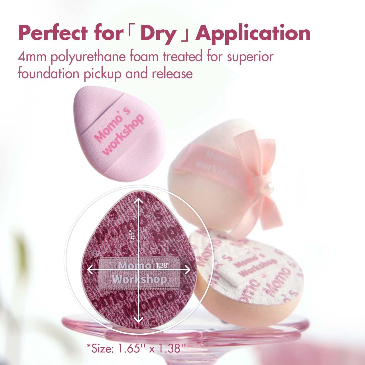 Mini Denim Makeup Sponge Set,Mini Makeup Blenders Sponge for Concealer/Blush/Highlighter, Perfect for Detail Work & Travel,4pcs Pink Mini Concealer Puffs with Travel Pouch-BrightBean Baby