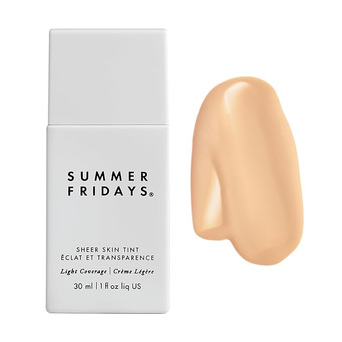 Summer Fridays Sheer Skin Tint - Skin Tint with Hyaluronic Acid - Helps Diminish Uneven Skin Tone - Sheer to Light Coverage - Shade 1 - Fair with Neutral Peach Undertones (1 Fl Oz)-BrightBean Baby
