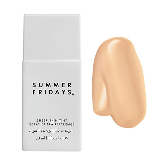 Summer Fridays Sheer Skin Tint - Skin Tint with Hyaluronic Acid - Helps Diminish Uneven Skin Tone - Sheer to Light Coverage - Shade 1 - Fair with Neutral Peach Undertones (1 Fl Oz)-BrightBean Baby