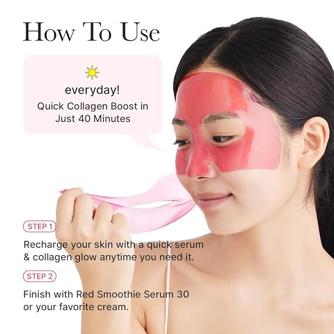 Red Collagen Jello Mask, Plump & Hydrating x 4ea, Overnight Hydrogel Mask for Dry, Mature Skin, Packed with Collagen, 5 Peptides, 2% Niacinamide-BrightBean Baby