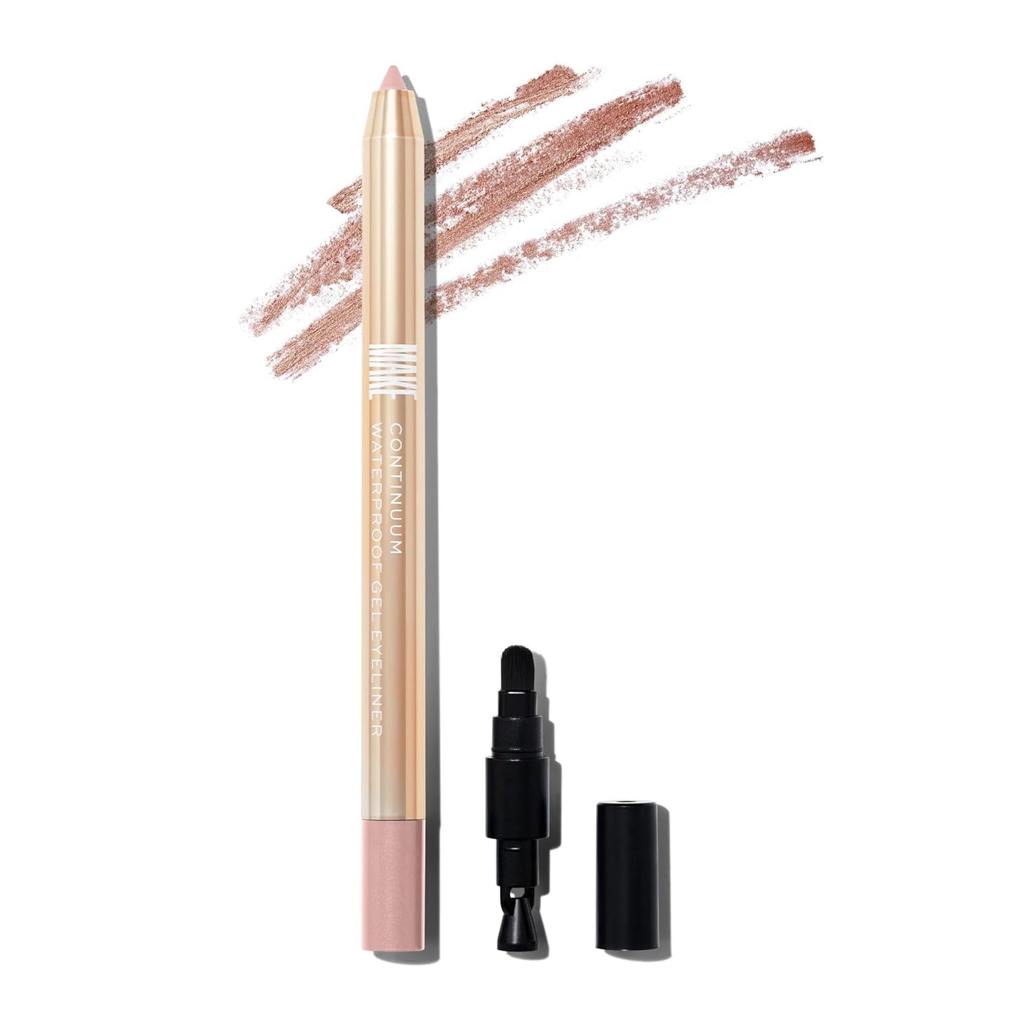 MAKE Beauty Continuum Waterproof Gel Eyeliner Pencil. Creamy, Pigmented Multi-Use, including Waterline with Built-in Sharpener and Blending Brush. Smudge-Proof Makeup. Shade - Celestial, Champagne-BrightBean Baby