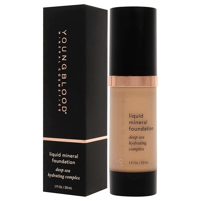 Youngblood Liquid Mineral Foundation, Sun Kissed | Lightweight, Dewy Full Coverage Makeup for Dry Skin | Poreless, Flawless Tinted Glow | Vegan, Cruelty Free, Gluten-Free-BrightBean Baby