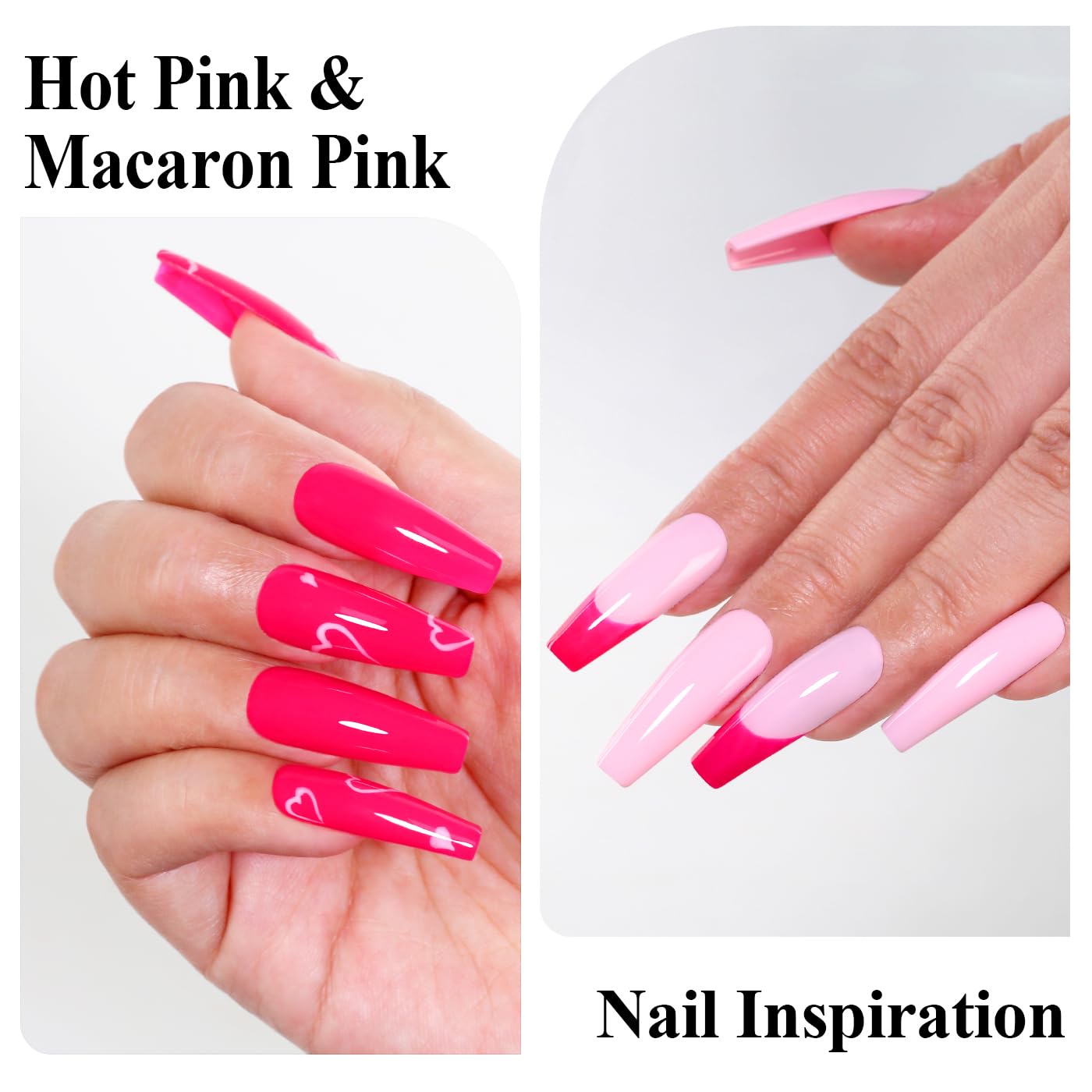 Imtiti Gel Nail Polish Kit, 2 Pcs 10ml Hot Pink & Macaron Pink Colors Gel Polish Soak Off UV LED Spring Summer Pink Gel Polish Nail Art Manicure Salon DIY Design Gel Nail Kit-BrightBean Baby