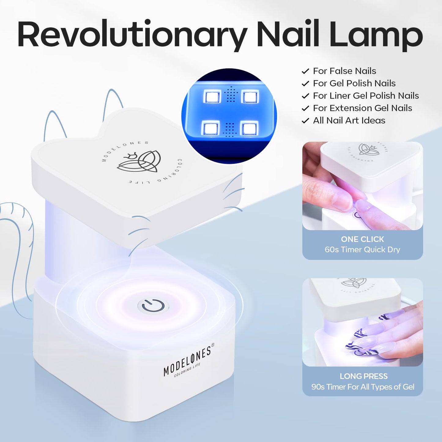 modelones Extra Short Almond Gel Nail Tips Kit, 9-in-One Nail Glue with Portable U V Lamp 216Pcs 12Sizes Pre-Etched Press ons Fake Acrylic Extension Kit DIY Salon Gift for Women-BrightBean Baby