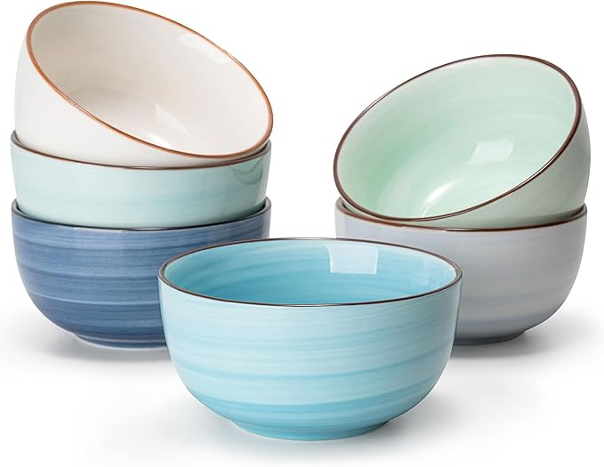 Sweese 4 Oz Porcelain Bowls Set - 6 Pack Mini Dipping Dessert Bowls, Microwave Dishwasher Safe, Multicolor